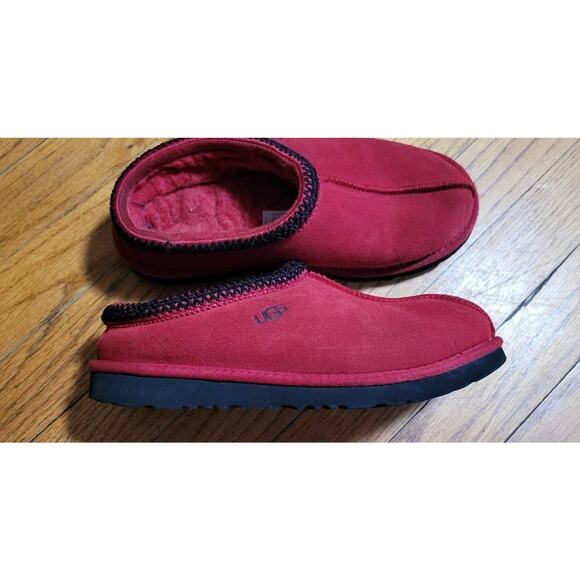 UGG Tasman Kids Size 5 Y Samba Red Suede Comfort Slip On Sheepskin Slippers - Picture 1 of 7
